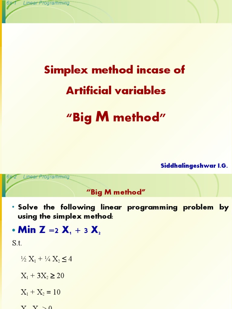 Solving a Linear Programming Problem Using the Simplex Method with Big ...