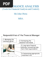 Performance Analysis: (Tools For Financial Analysis and Control) - MR - John Obote. Mba