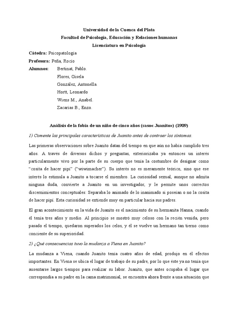 Caso Juanito | PDF | Neurosis | Fobia