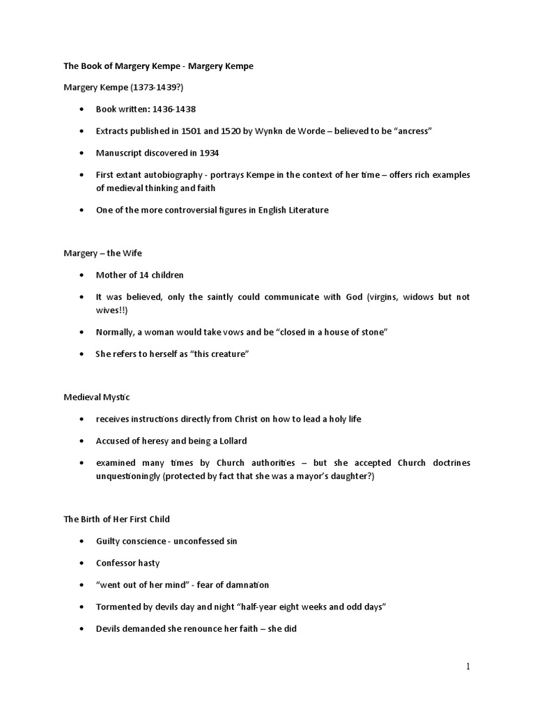The Book of Margery Kempe 2014 PDF Jesus Religious Belief