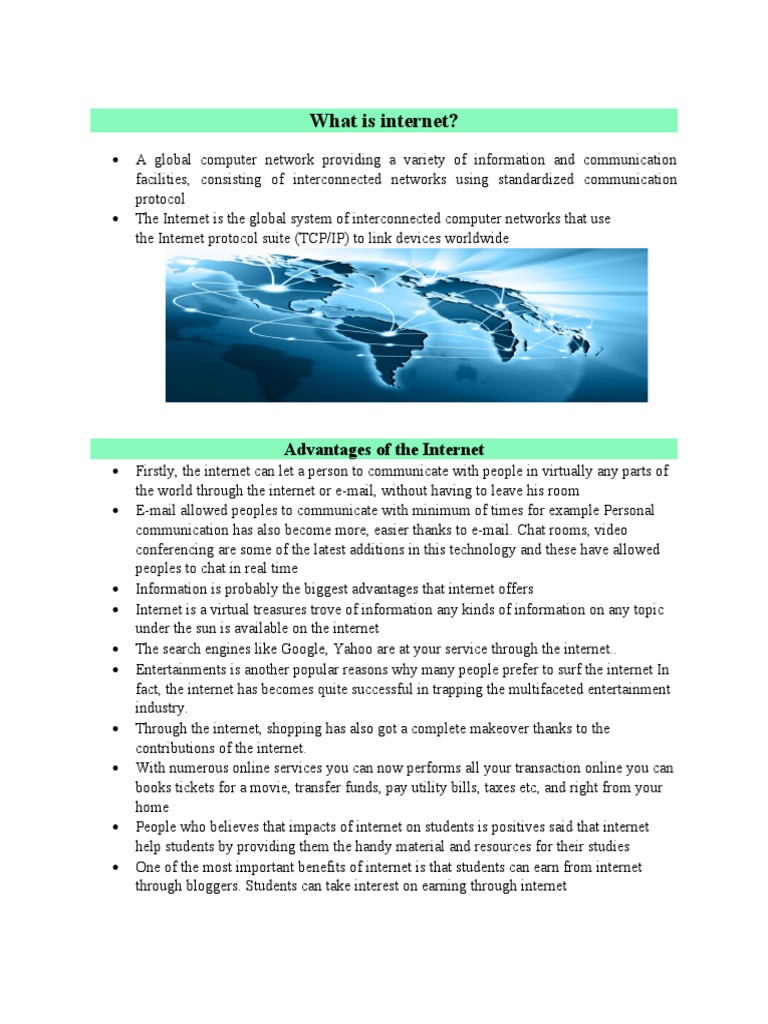 Internet: Pros and Cons Explained | PDF | Internet Access | Internet