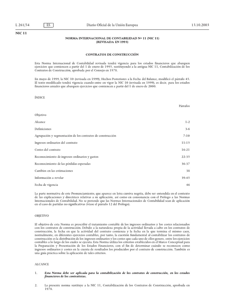 Nic 11 Contratos De Construcción Pdf Beneficio Economía