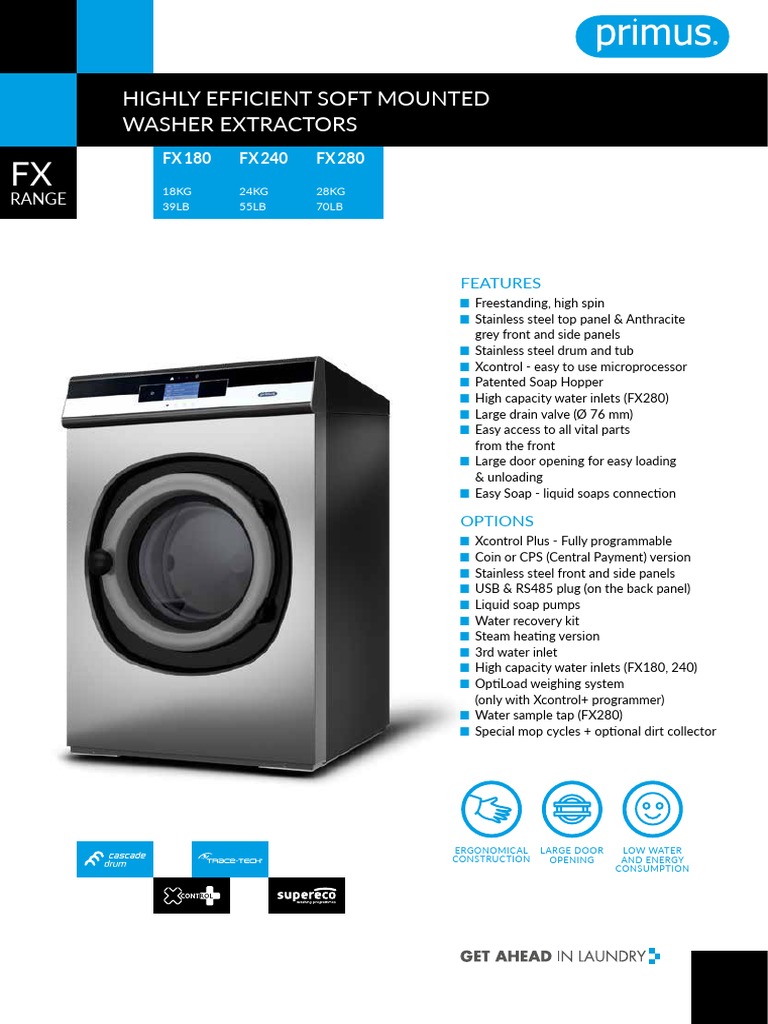 Primus FX Series Washer Extractors | PDF | Washing Machine | Valve