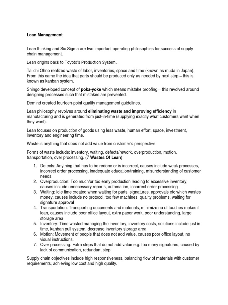 Lean Management and Six Sigma Overview | PDF | Lean Manufacturing | Six ...