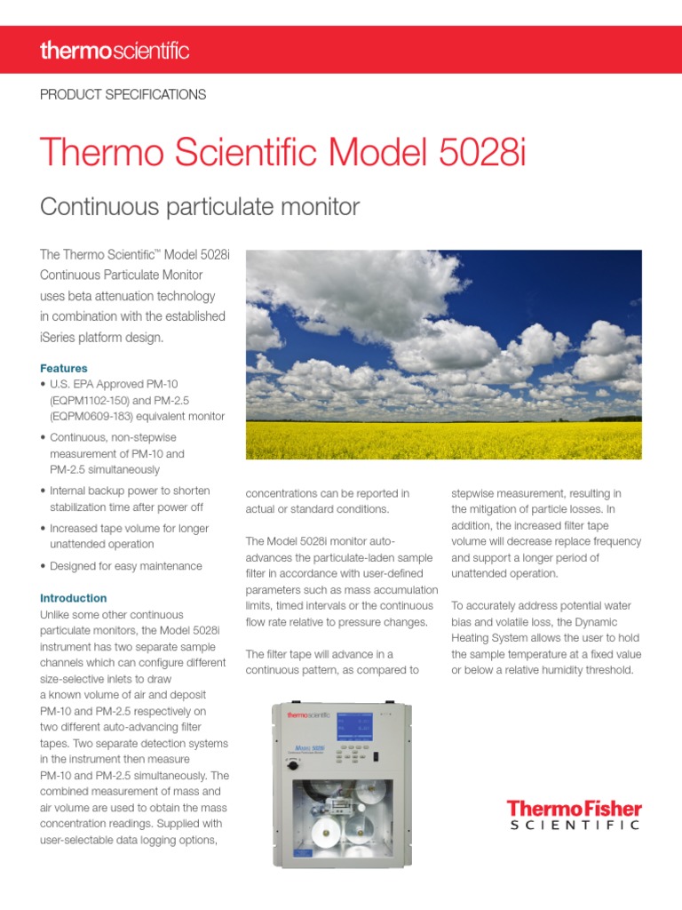 Thermo Scientific Model 5028i: Continuous Particulate Monitor | PDF ...