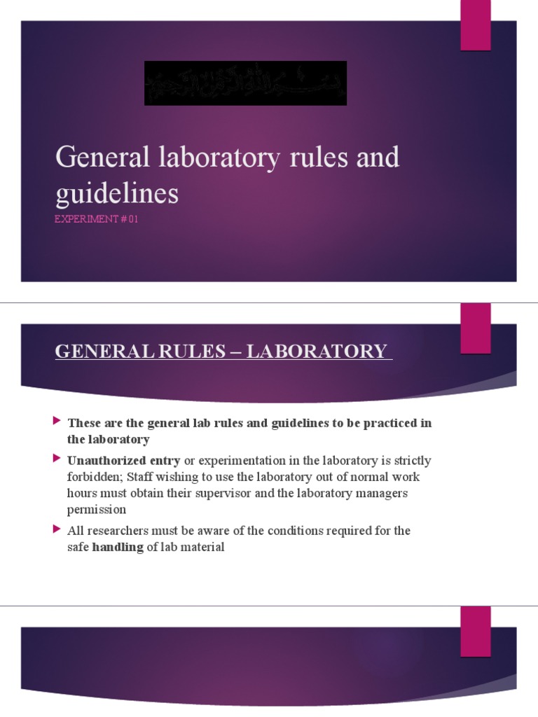General Laboratory Rules and Guidelines Experiment 01 PDF
