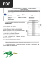 ficha de avaliação metamorfoses e factores do meio