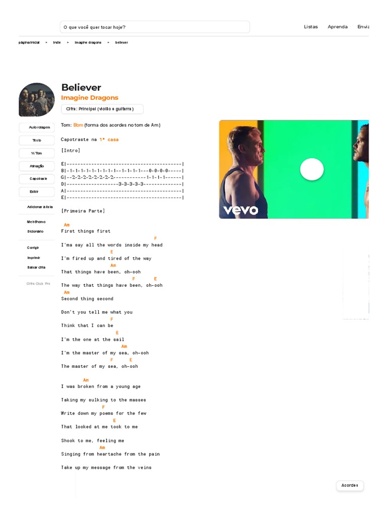 Believer Imagine Dragons Cifra Club PDF