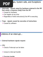 Interrupts - Signals Raised by Hardware External To The MP That Needs A Response (Help) From The MP