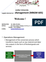 Operations Management (MBGM 605) Welcome !: Zanzibar University