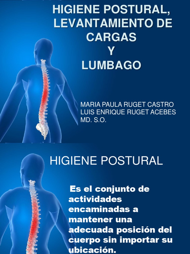 Higiene Postural y Levantamiento de Cargas | PDF | Dolor lumbar | Músculo