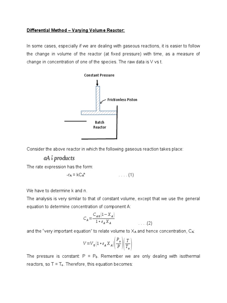 Differential Method - Varying Volume | PDF | Reaction Rate | Chemical ...
