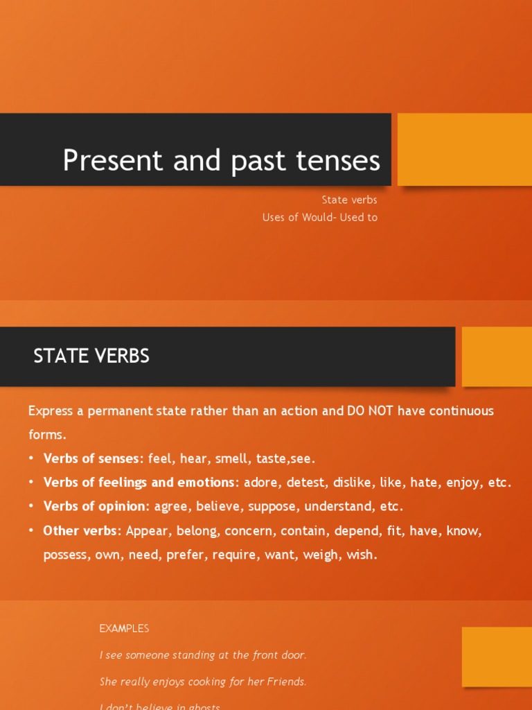 Understanding State Verbs and Tenses | PDF | Grammatical Tense | Verb