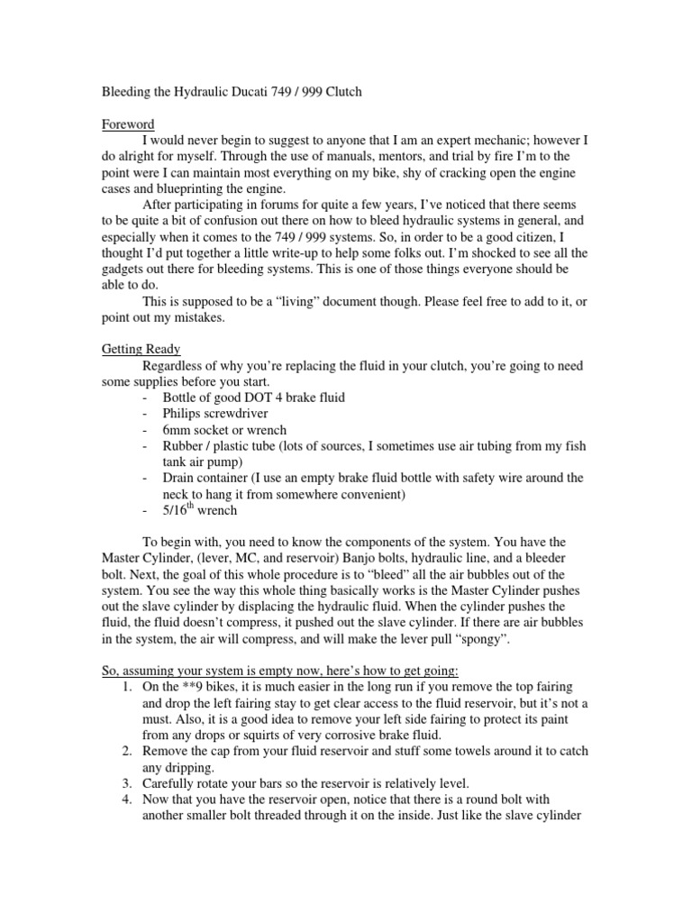 Clutch Bleeding Ducati 749 PDF Screw Machines