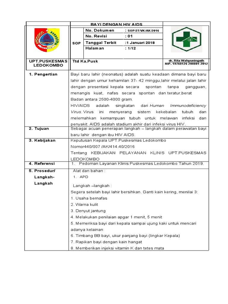Sop Bayi Hiv Aids | PDF