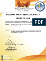 ACADEMIC POLICY RESOLUTION NO 1 - 18thRMYC - NFJPIAR1CAR
