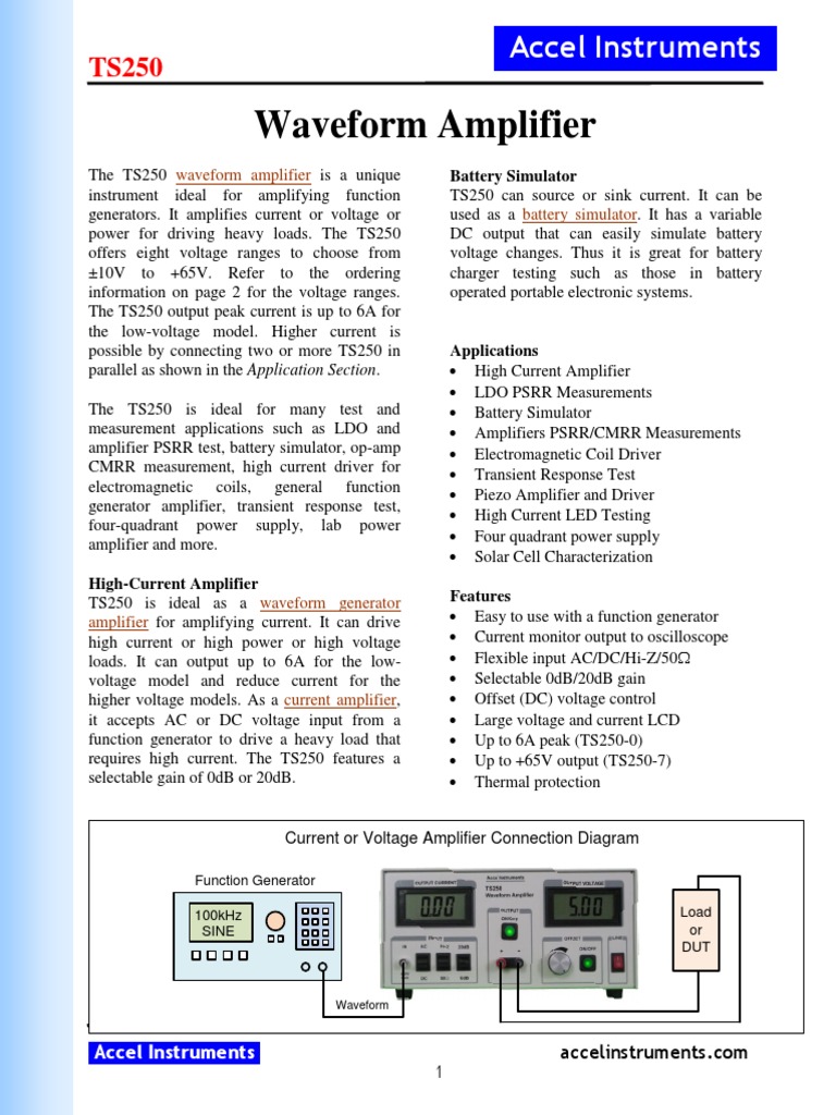 Waveform Amplifier Accel Instruments PDF Amplifier Power Supply