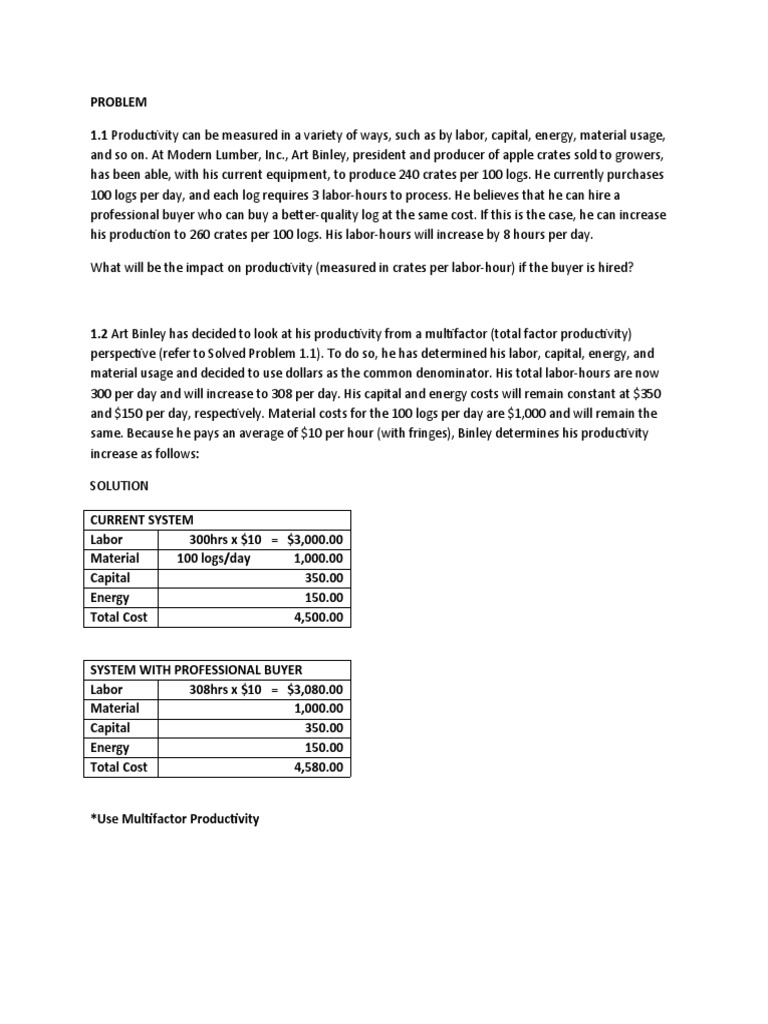 Problem..Productivity Measurement | PDF | Business | Computers