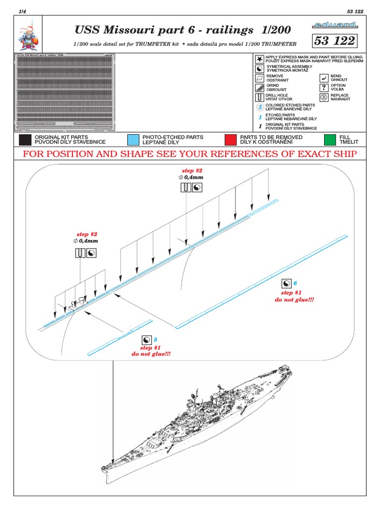 USS Missouri Part 6 - Railings 1/200: For Position and Shape See Your ...