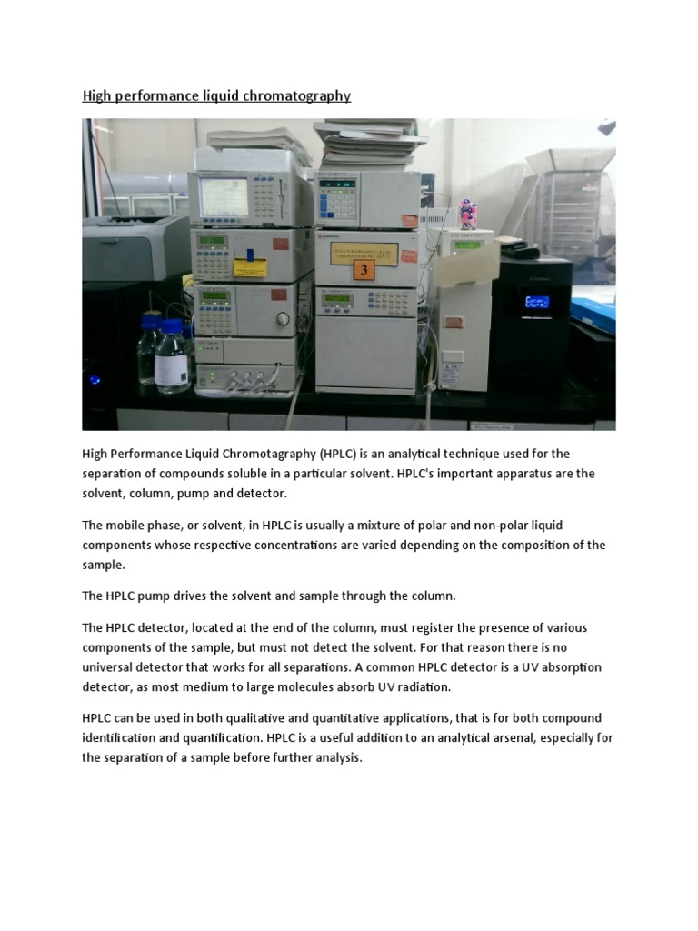 High Performance Liquid Chromatography | PDF