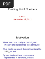 Floating Point Numbers: CS031 September 12, 2011