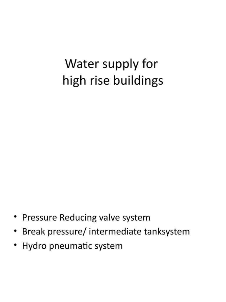 Water Supply Systems for High-Rise Buildings | PDF