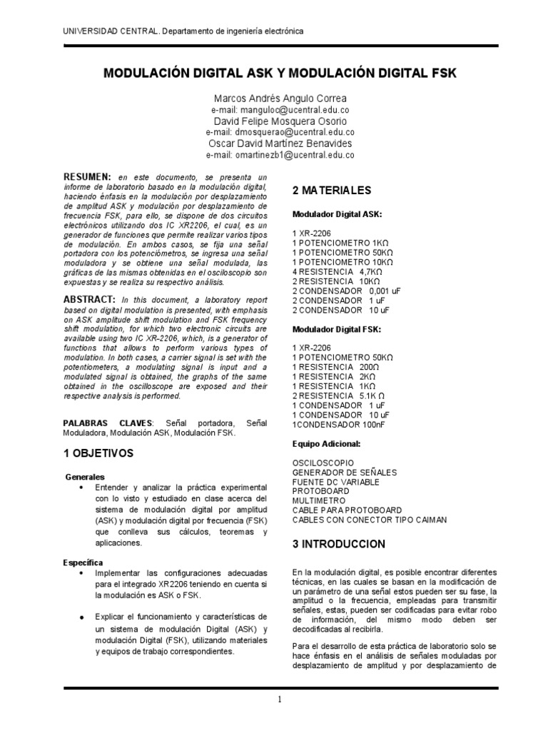 Modulador Ask y FSK | PDF | Modulación | Ingeniería en telecomunicaciones
