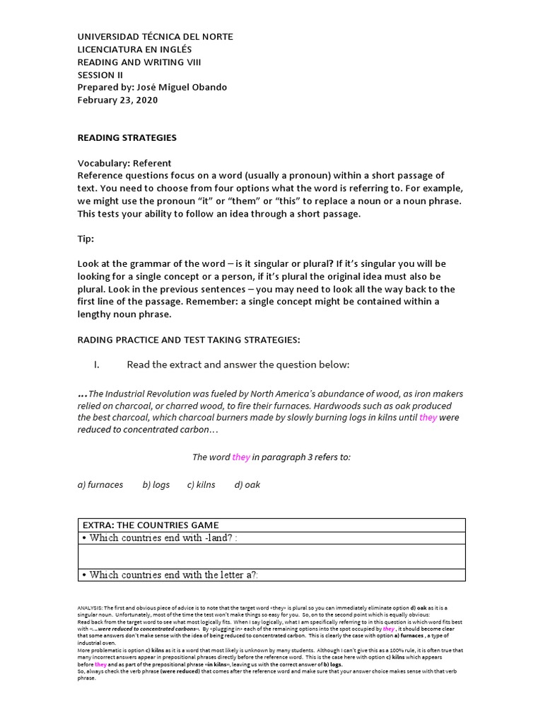 Reading Strategies for English Tests | PDF | Plural | Grammatical Number