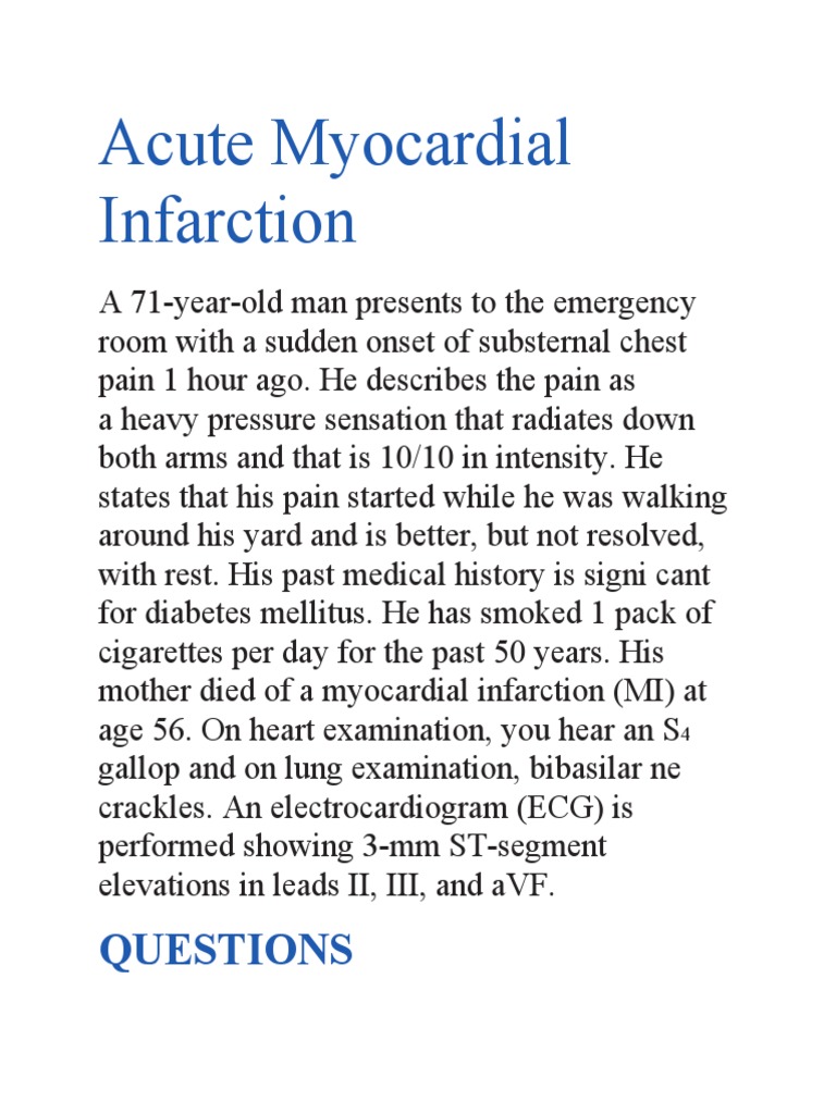 Acute Myocardial Infarction Overview | PDF | Myocardial Infarction ...
