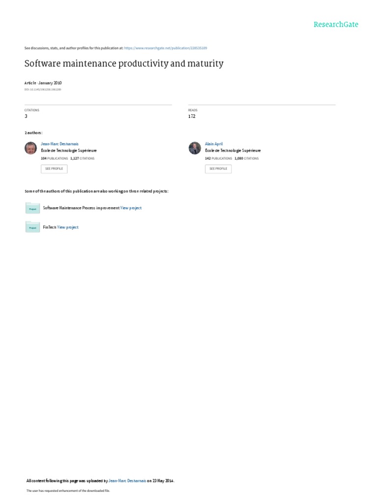 Software Maintenance Productivity and Maturity: January 2010 | PDF ...