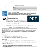 Hospitality Industry Definition Overview Performance Task Sheet