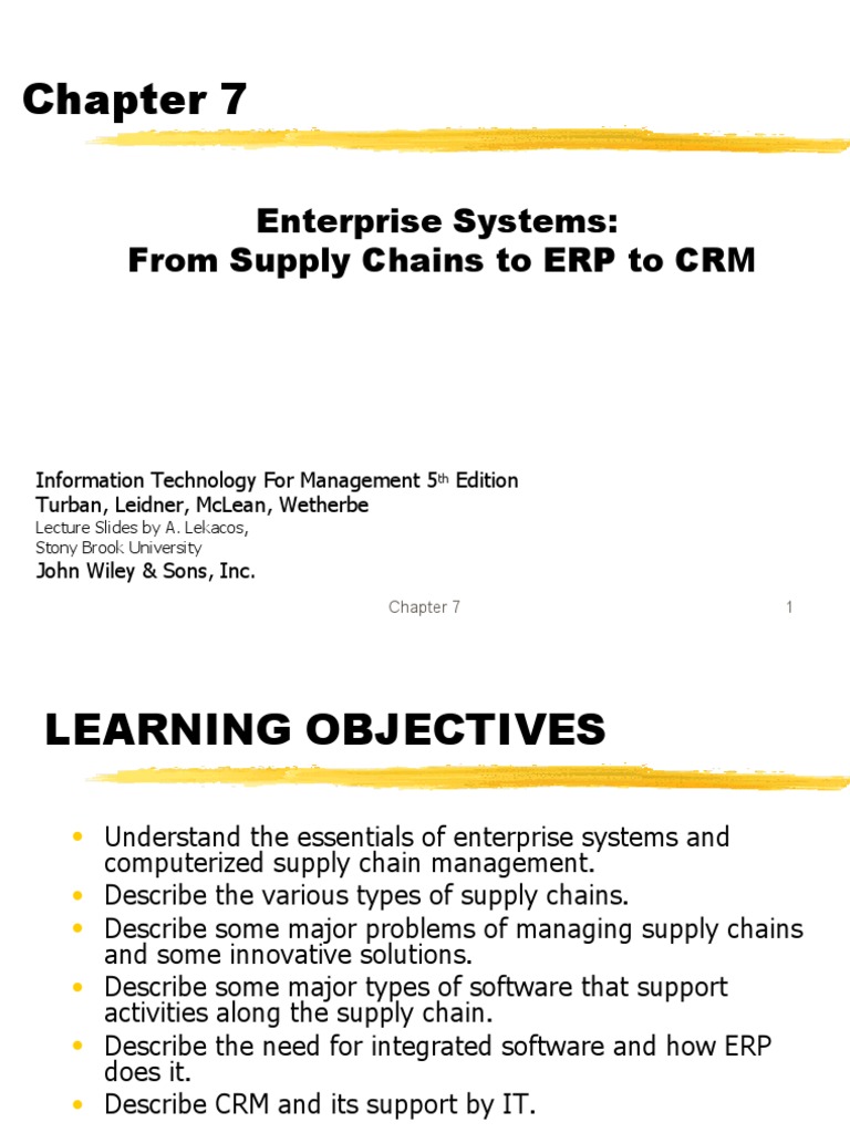 Ch07-Enterprise Systems From Supply Chains To ERP To CRM | PDF | Supply ...