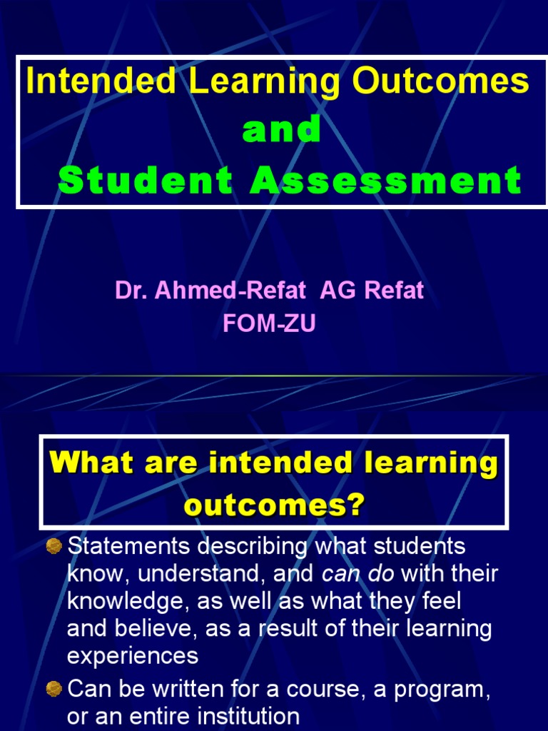 Intended Learning Outcomes: and Student Assessment | PDF | Educational ...