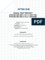 Radio Test Report: ETSI EN 300 220-1 V3.1.1 (2017-02) ETSI EN 300 220-2 V3.2.1 (2018-06)