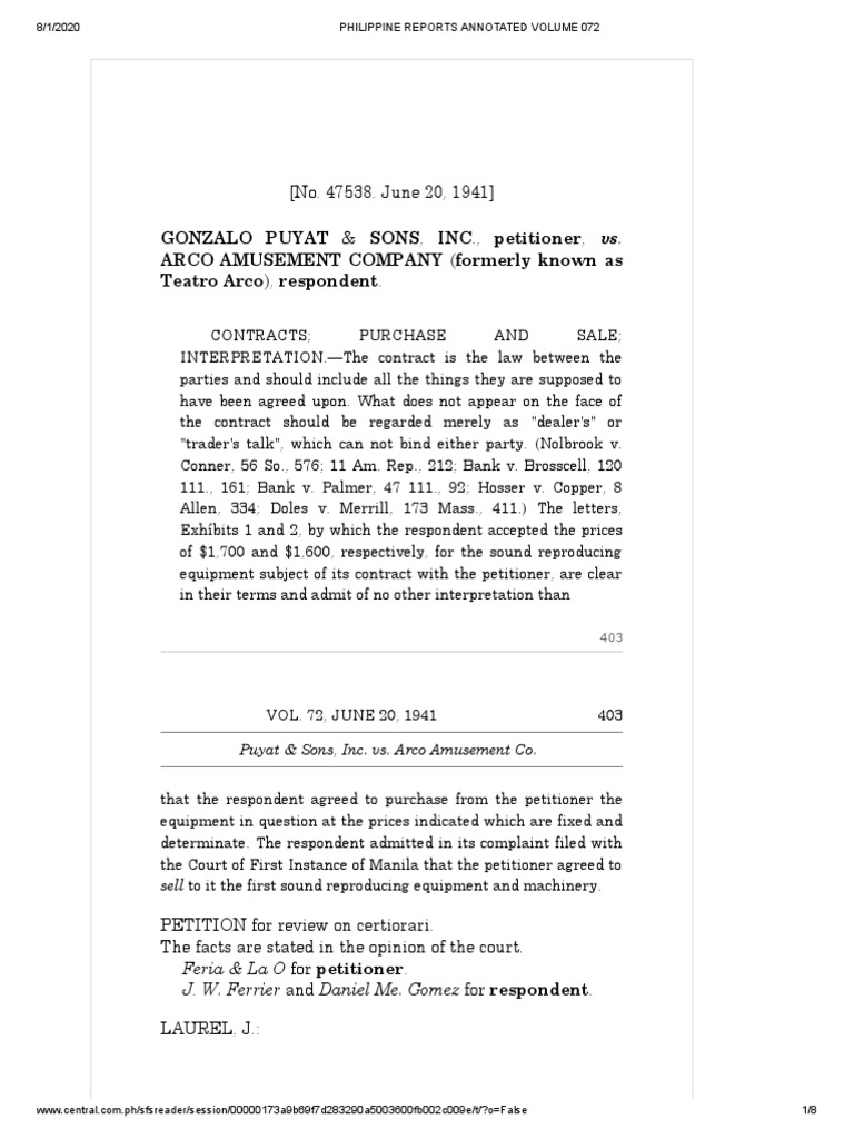 6 Gonzalo Puyat Sons, Inc. v. Arco Amusement Co., G.R. No. 47538