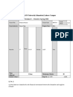 COMSATS University Islamabad, Lahore Campus: Sessional 1 - Semester Spring 2020