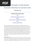 Download Memory Strategies to Help Students Remember what they See and Hear in the Classroom by The Psycho-Educational Teacher SN47243193 doc pdf