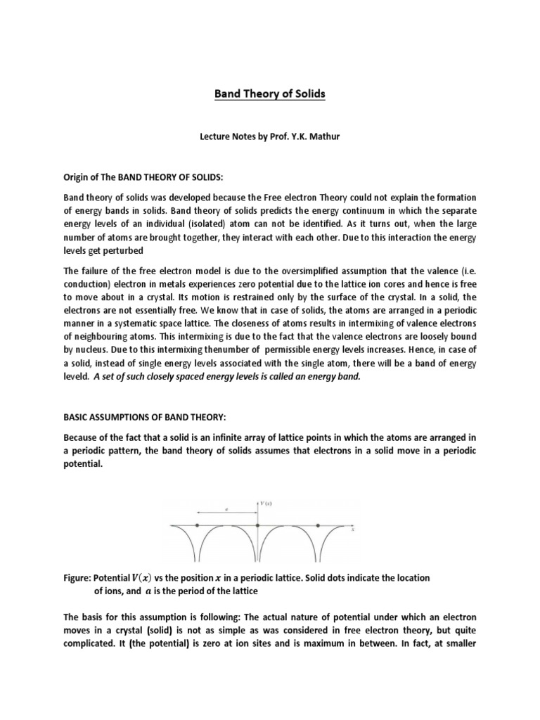 Band Theory of Solids Overview | PDF | Electronic Band Structure ...