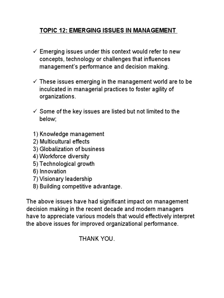Emerging Issues in Management Today | PDF