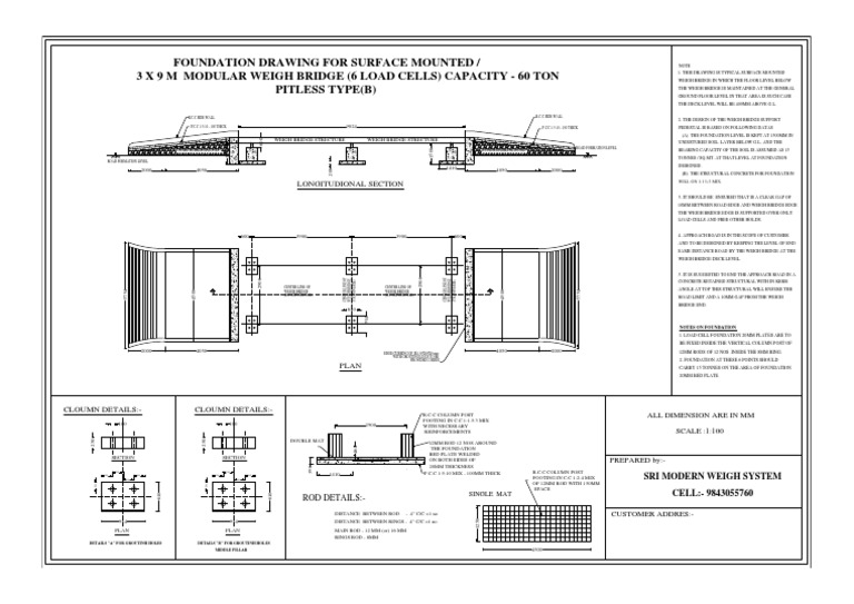 Weighbridge Foundation Design Details | PDF | Column | Foundation ...