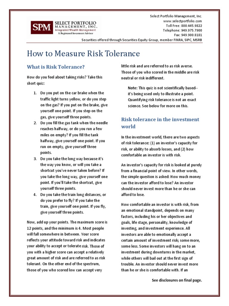 How To Measure Risk Tolerance