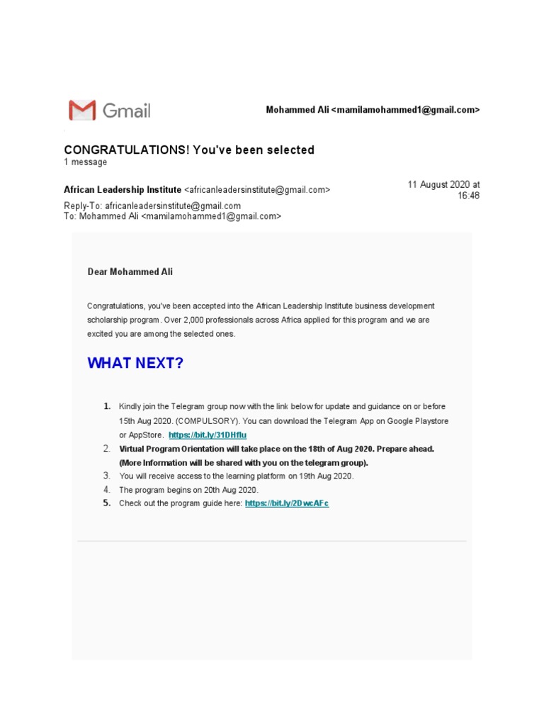 What Next?: CONGRATULATIONS! You've Been Selected | PDF