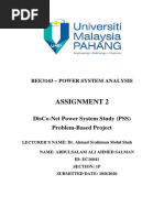 Assignment 2: Bee3143 - Power System Analysis