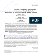 Current Practices and Challenges in Auditing Fair Value Measurements and Complex Estimates Implications for Auditing Standards and the Academy