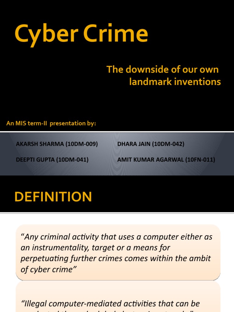 Cyber Crime - MIS Presentation | PDF | Cybercrime | Computer Security