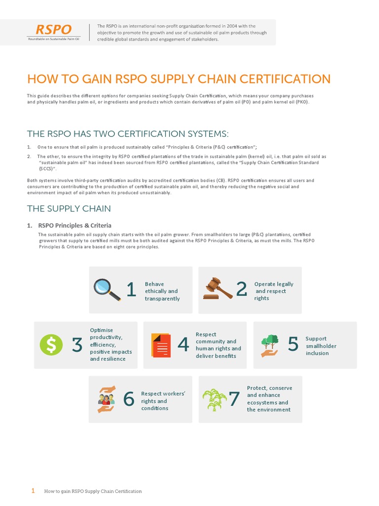RSPO Supply Chain Certification Guide | PDF | Palm Oil | Audit