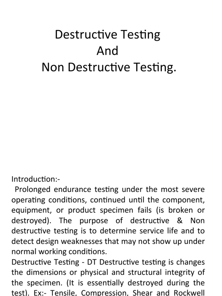 Destructive vs Non-Destructive Testing Guide | PDF | Hardness | Corrosion