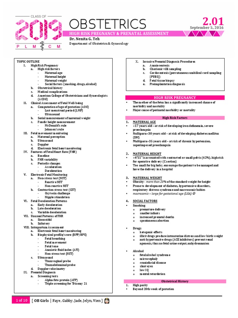 High Risk Pregnancy Assessment Guide | PDF | Fetus | Childbirth