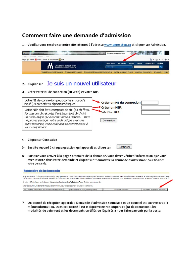 Demande d'admission simplifiée | PDF