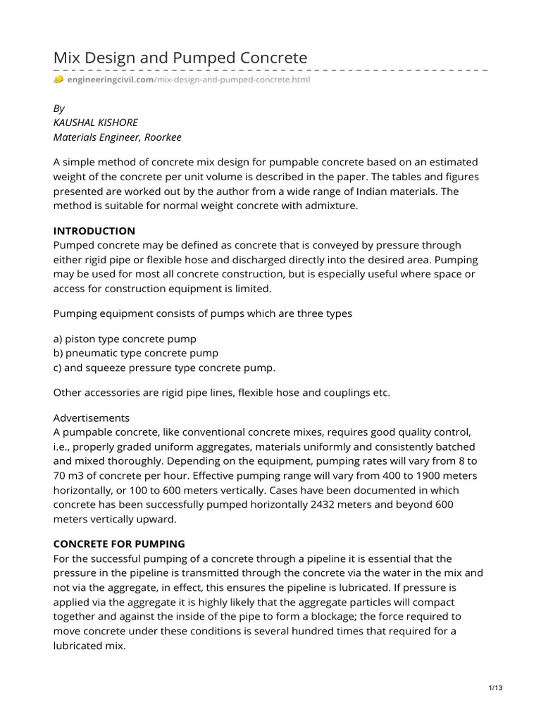 Pumpable Concrete Mix Design Guide | PDF | Construction Aggregate ...